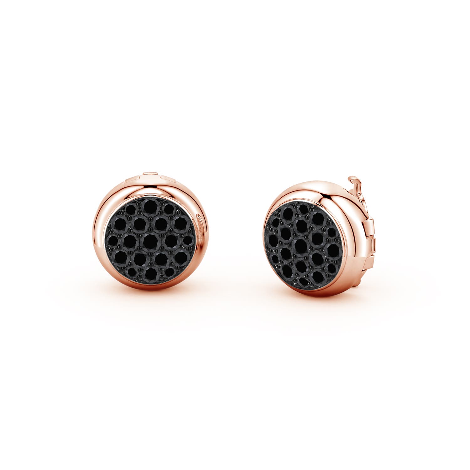 Angara 1.58 Ctw Pavé-set Enhanced Black Diamond Men's Button Covers In Gold